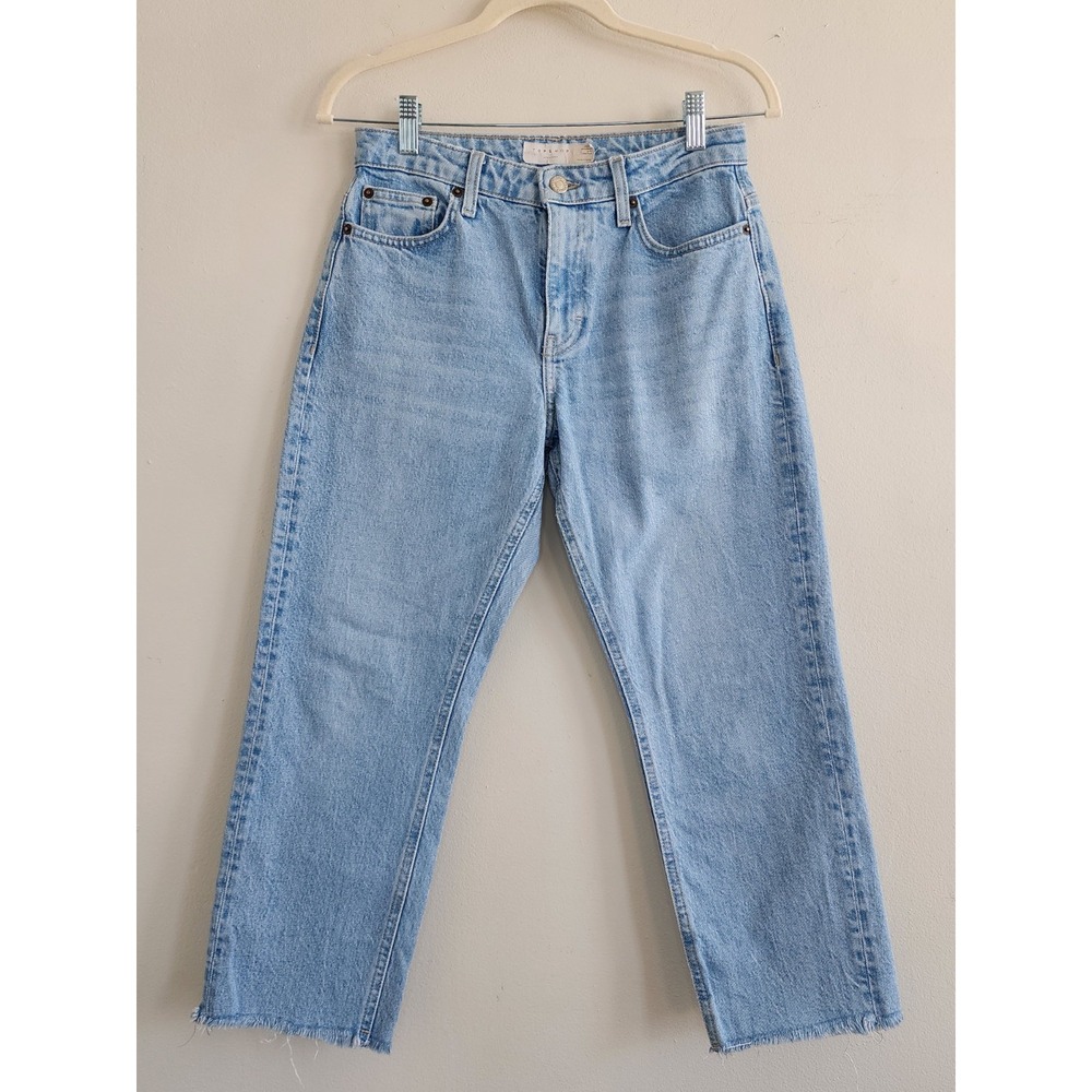 Womens Raw Hem Cropped Straight Jeans Size 4 Casual Minimalist 90s Comfort Chic